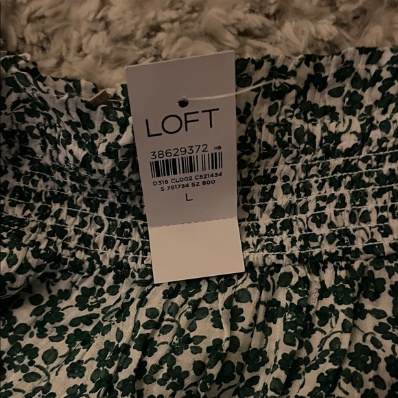 LOFT Green Floral Smocked Dress - Picture 2 of 2